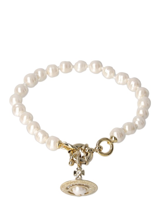 Vivienne Westwood: Bracelet en fausses perles Aleksa - Crème/Or - women_0 | Luisa Via Roma