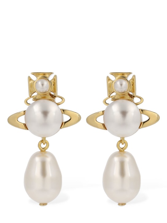 Vivienne Westwood: Pendientes Inass con perlas sintéticas - Gold/Cream - women_0 | Luisa Via Roma