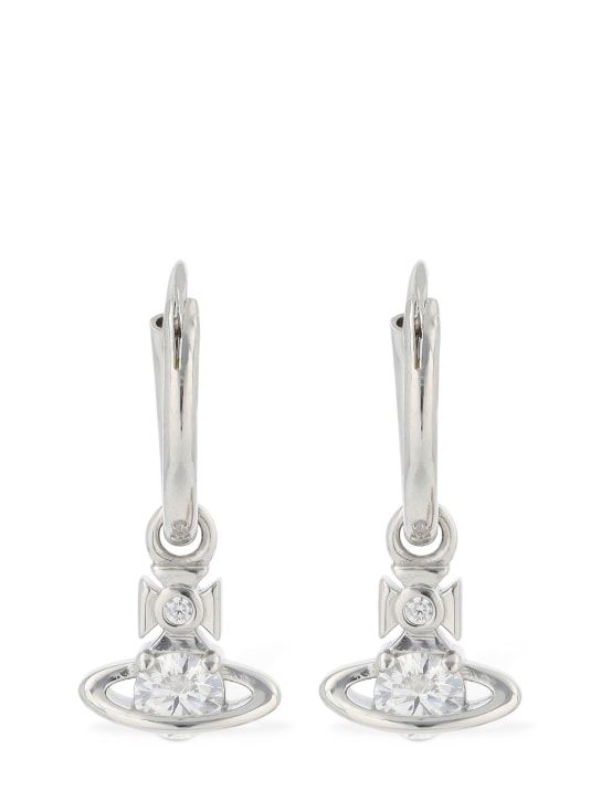 Vivienne Westwood: Nina Spark crystal hoop earrings - Gümüş - women_0 | Luisa Via Roma