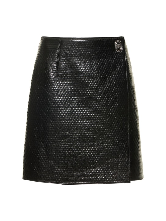 Ferragamo: Leather wrap mini skirt - women_0 | Luisa Via Roma