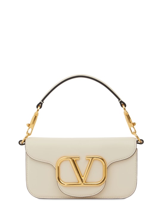 Valentino Garavani: Small Locò leather top handle bag - Light Ivory - women_0 | Luisa Via Roma