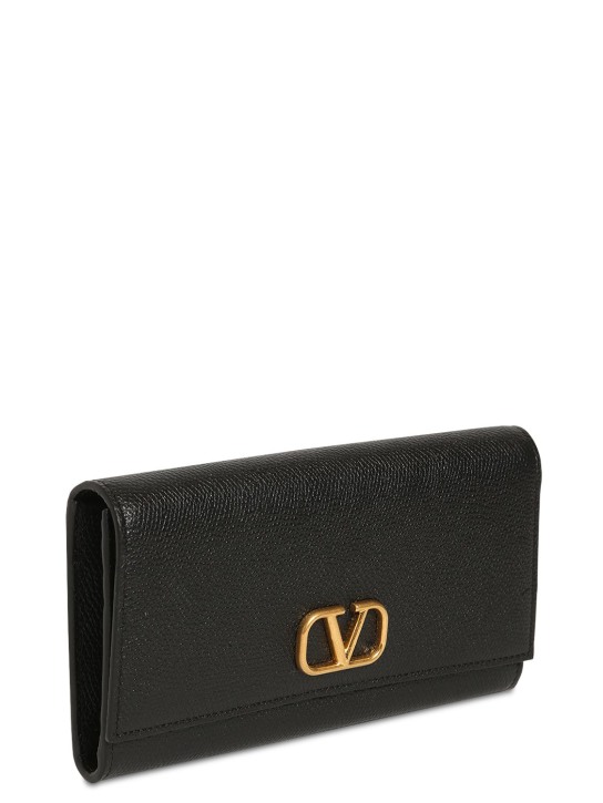 Valentino Garavani: V Logo Signature grain leather wallet - women_1 | Luisa Via Roma
