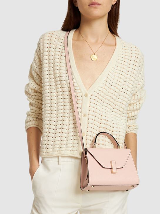 Valextra: Micro Iside grain leather top handle bag - Peonia - women_1 | Luisa Via Roma