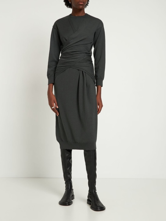 Lemaire: Wool blend midi wrap dress - women_1 | Luisa Via Roma