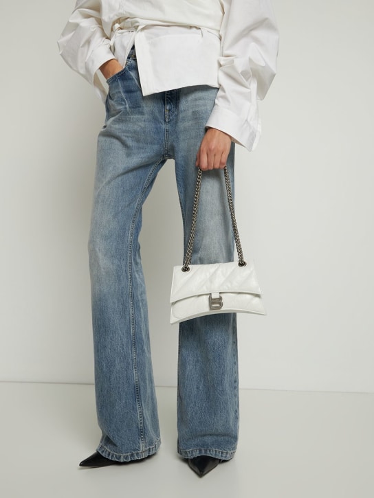 Balenciaga: Small Crush chain quilted leather bag - Optic White - women_1 | Luisa Via Roma