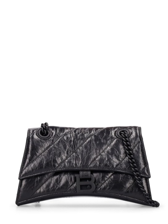 Balenciaga: Small Crush chain quilted leather bag - Black - women_0 | Luisa Via Roma