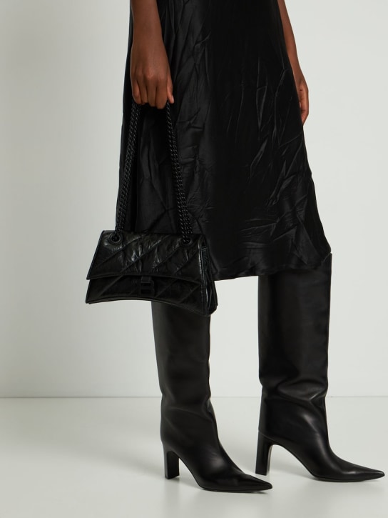 Balenciaga: Crush小号链条绗缝皮革单肩包 - 黑色 - women_1 | Luisa Via Roma
