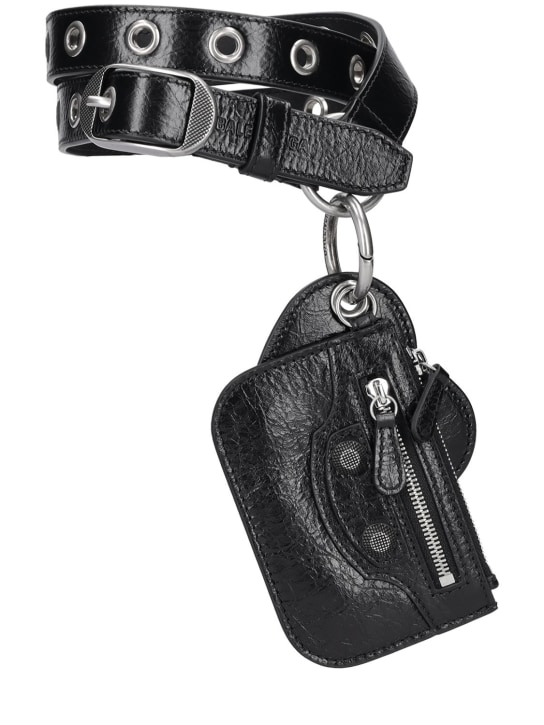 Balenciaga: 2cm Le Cagole leather belt - Black - women_0 | Luisa Via Roma