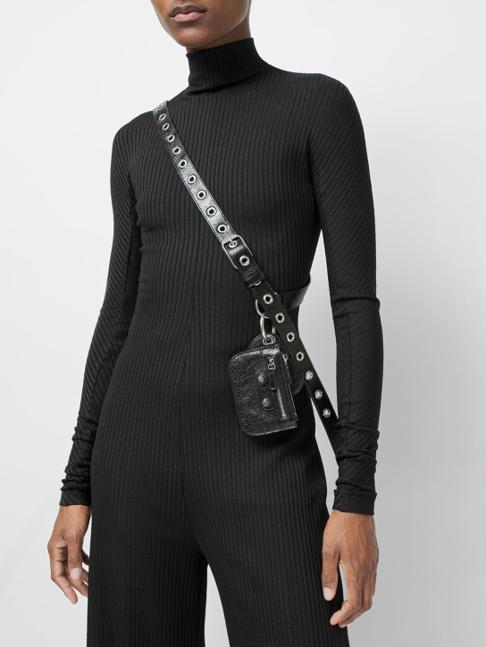 Balenciaga: 2cm Le Cagole leather belt - Siyah - women_1 | Luisa Via Roma
