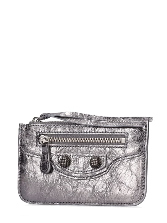 Balenciaga: Le Cagole mini leather wallet - Silver - women_1 | Luisa Via Roma