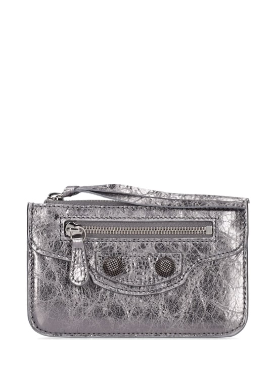 Balenciaga: Le Cagole mini leather wallet - Silver - women_0 | Luisa Via Roma