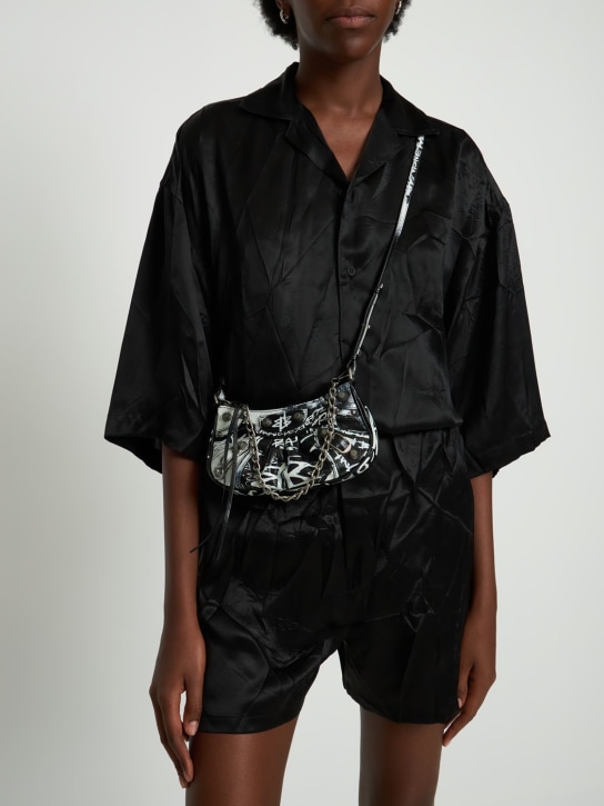 Balenciaga: Le Cagole mini leather purse - Black - women_1 | Luisa Via Roma