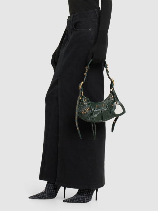 Balenciaga: XS Le Cagole embossed leather bag - Orman Yeşili - women_1 | Luisa Via Roma