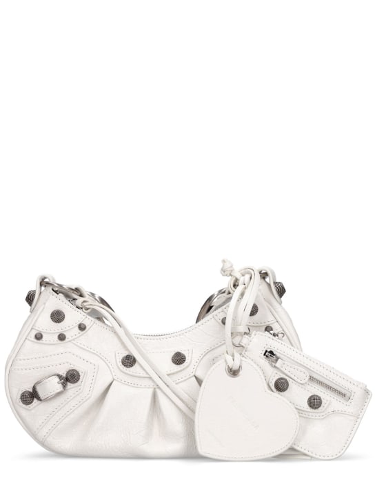 Balenciaga: Sac porté épaule XS en cuir Le Cagole - Blanc Optique - women_0 | Luisa Via Roma