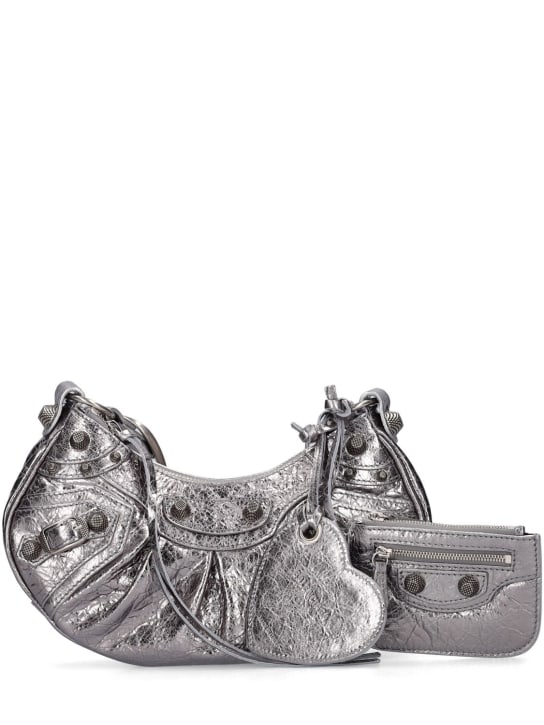 Balenciaga: XS Le Cagole leather shoulder bag - Silber - women_0 | Luisa Via Roma