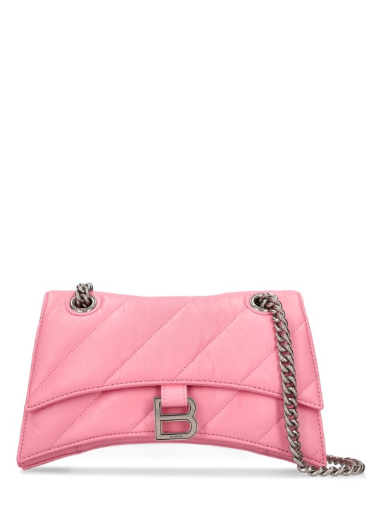 Balenciaga: Petit sac en cuir matelassé avec chaîne Crush - Sweet Pink - women_0 | Luisa Via Roma