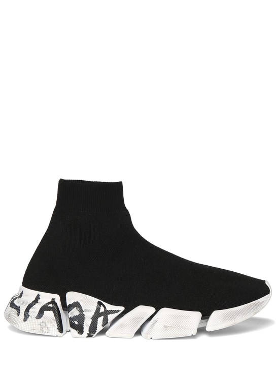 Balenciaga: 30mm Speed 2.0 LT knit sneakers - Black/White - women_0 | Luisa Via Roma