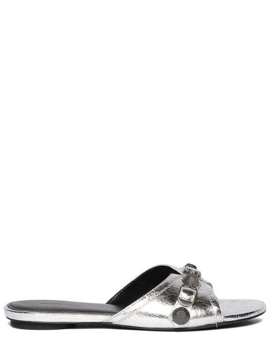 Balenciaga: 10mm hohe Sandaletten aus Leder „Cagole“ - Silber - women_0 | Luisa Via Roma