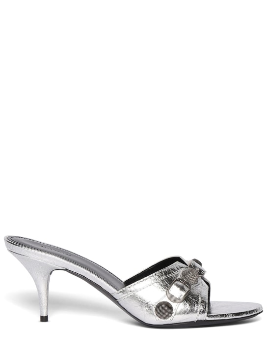 Balenciaga: 70mm hohe Sandaletten aus Leder „Cagole“ - Silber - women_0 | Luisa Via Roma