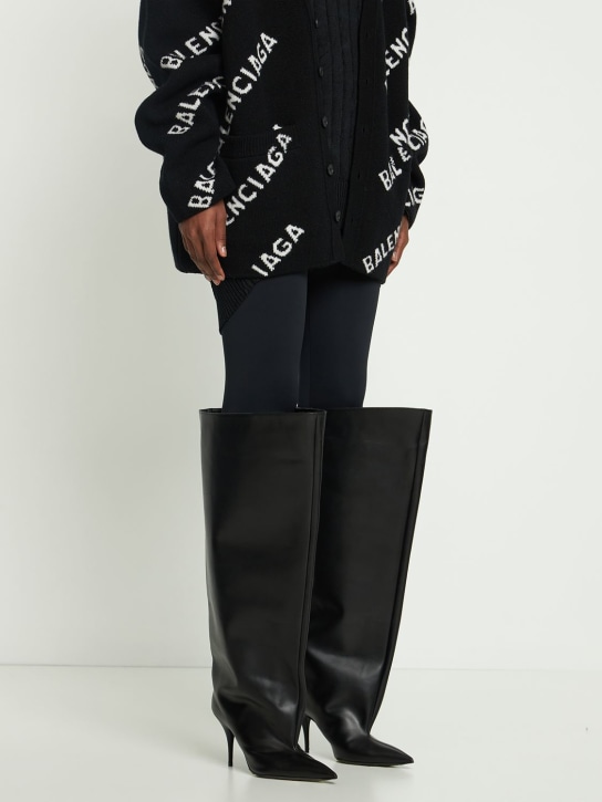 Balenciaga: 90mm Waders leather boots - Siyah - women_1 | Luisa Via Roma