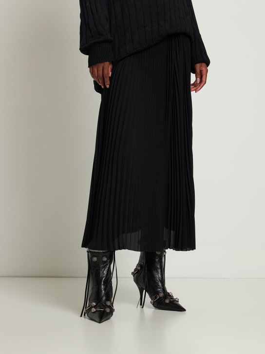 Balenciaga: 90毫米Cagole皮革及踝靴 - 黑色 - women_1 | Luisa Via Roma