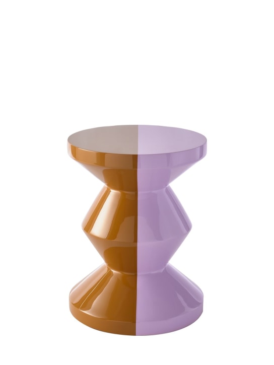 Polspotten: Zig Zag Lilac Leather stool - ecraft_0 | Luisa Via Roma