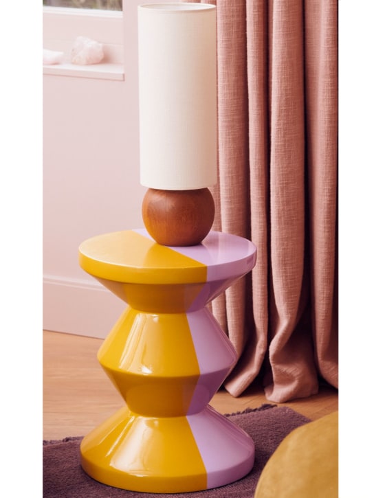 Polspotten: Zig Zag Lilac Leather stool - ecraft_1 | Luisa Via Roma