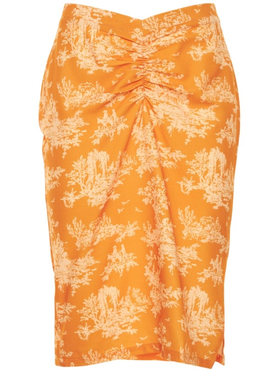 Miaou: Preston printed crepe midi skirt - Orange - women_0 | Luisa Via Roma