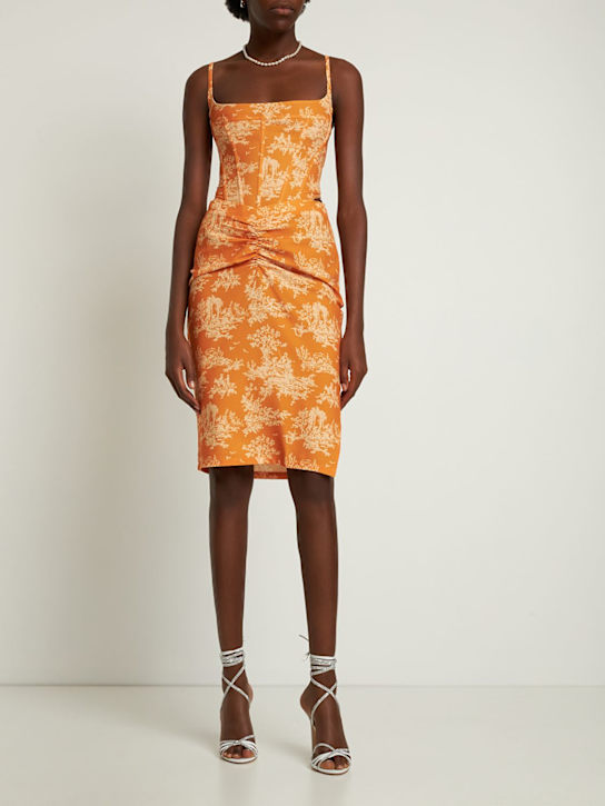 Miaou: Preston printed crepe midi skirt - Orange - women_1 | Luisa Via Roma