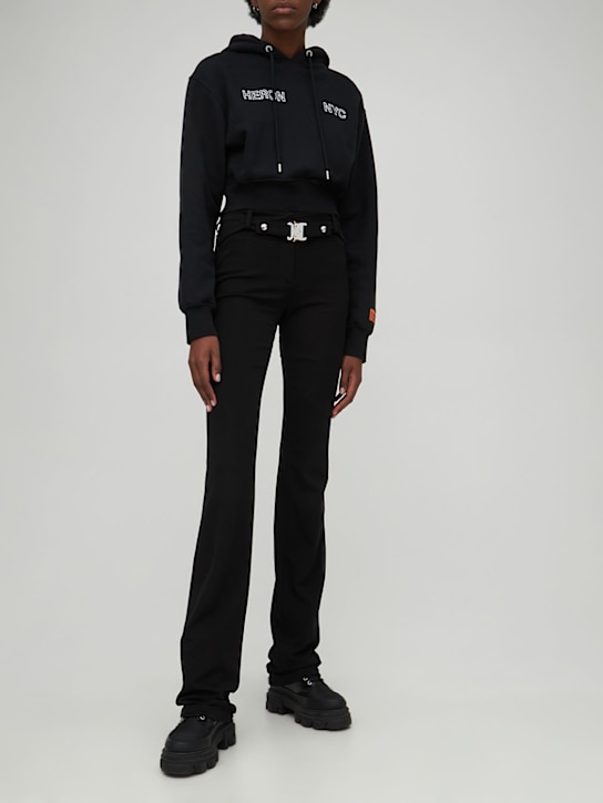 Heron Preston: Crop logo cotton hoodie sweatshirt - Black - women_1 | Luisa Via Roma