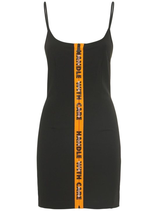 Heron Preston: Vestido mini de gabardina stretch - Negro - women_0 | Luisa Via Roma