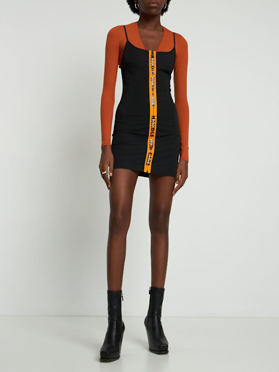 Heron Preston: Vestido mini de gabardina stretch - Negro - women_1 | Luisa Via Roma