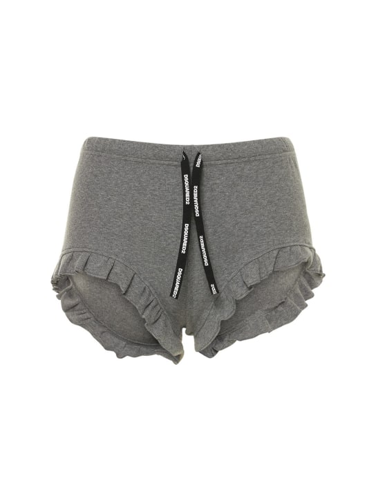 Dsquared2: Icon logo stretch cotton pajama shorts - Grey - women_0 | Luisa Via Roma