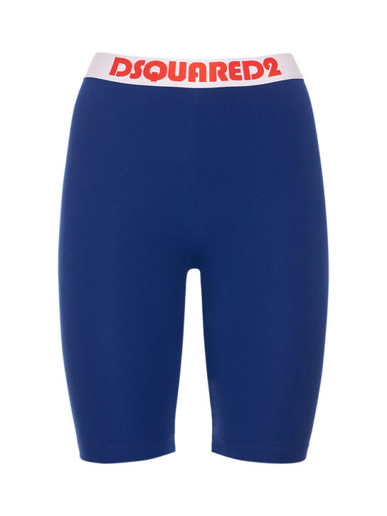 Dsquared2: Logo stretch cotton jersey bike shorts - Royal Blue - women_0 | Luisa Via Roma