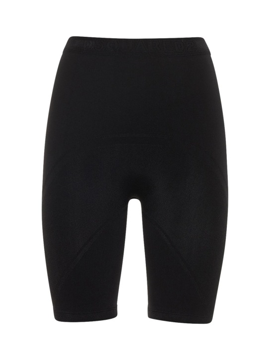 Dsquared2: Short cycliste en jersey - Noir - women_0 | Luisa Via Roma