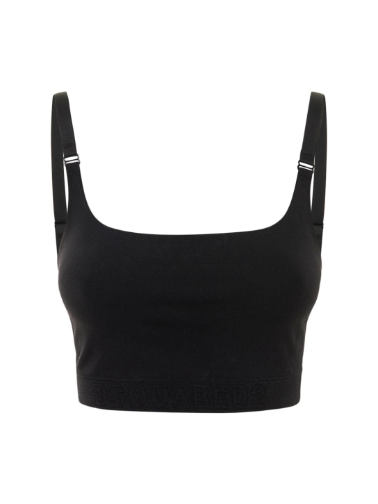 Dsquared2: Tech jersey bandeau bra top - Black - women_0 | Luisa Via Roma