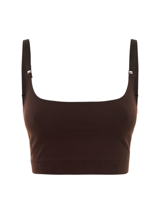 Dsquared2: Tech jersey bandeau bra top - Dark Brown - women_0 | Luisa Via Roma