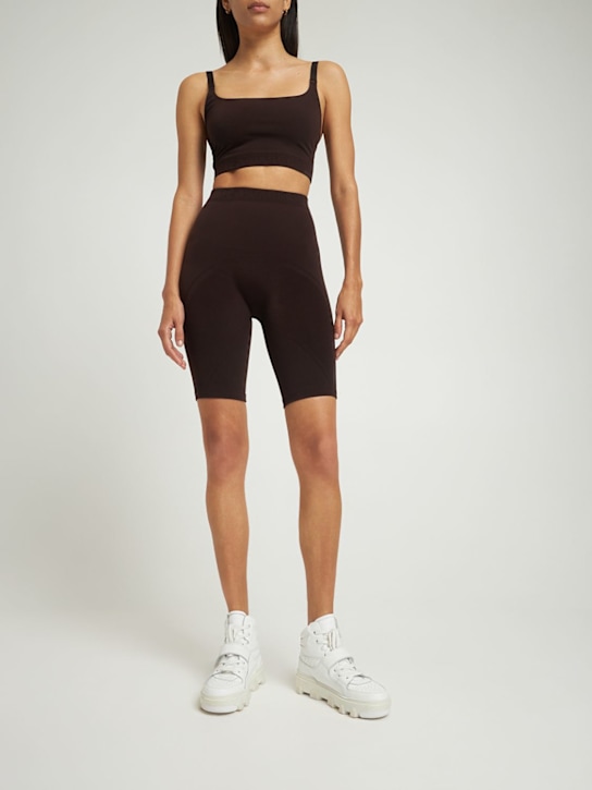 Dsquared2: Shaping jersey bike shorts - Dark Brown - women_1 | Luisa Via Roma