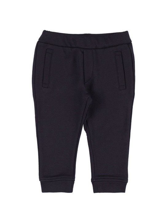 Emporio Armani: Pantaloni in felpa di modal e cotone con logo - Navy - kids-boys_0 | Luisa Via Roma