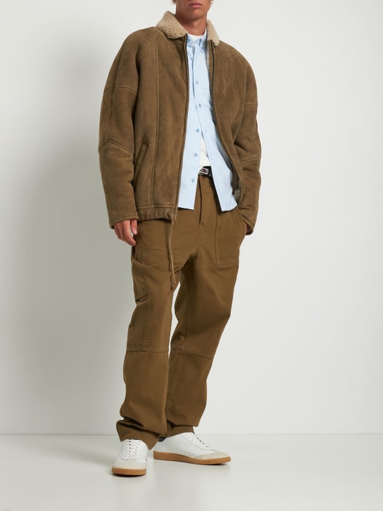 Cotton woven wide leg cargo pants - Thumbnail 2