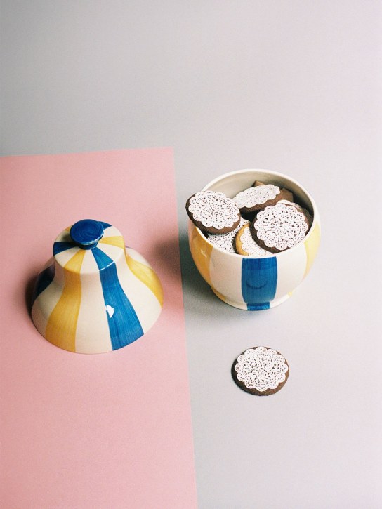 HAY: Pot à biscuits à rayures Sobremesa - Bleu/Jaune - ecraft_1 | Luisa Via Roma