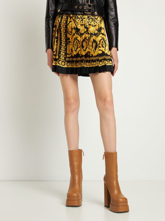 Versace: 155mm hohe Plateau-Stiefeletten aus Leder - Hellbraun - women_1 | Luisa Via Roma