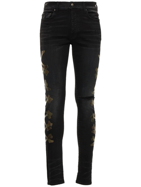 Amiri: Camo bones stretch denim jeans - Aged Black - men_0 | Luisa Via Roma