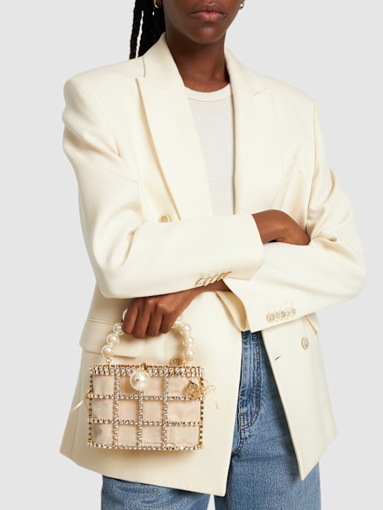 Rosantica: Holli crystal & pearl box top handle bag - women_1 | Luisa Via Roma