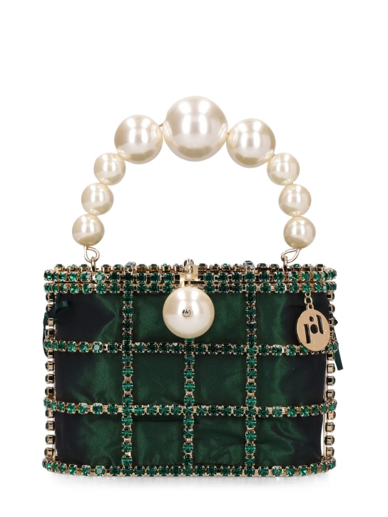 Rosantica: Sac à main en cristaux et perles Holli - Vert - women_0 | Luisa Via Roma