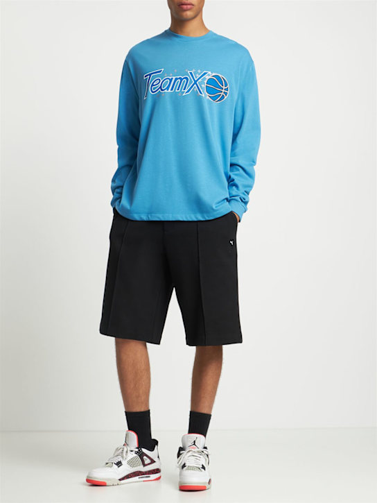 Just Don: Team X print cotton long sleeve t-shirt - Sky Blue - men_1 | Luisa Via Roma