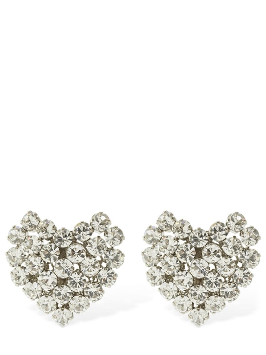 Alessandra Rich: Heart crystal clip-on earrings - women_0 | Luisa Via Roma