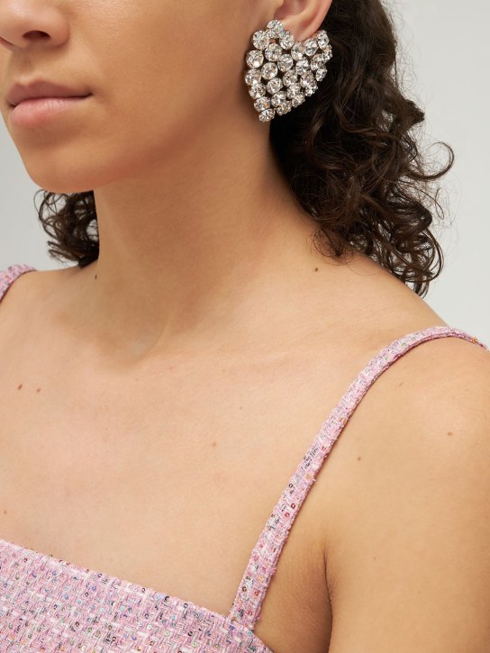 Alessandra Rich: Heart crystal clip-on earrings - women_1 | Luisa Via Roma