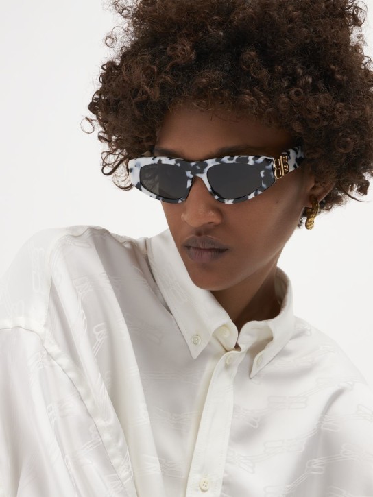 Balenciaga: 0095S Dynasty cat-eye acetate sunglasses - White/Brown - women_1 | Luisa Via Roma