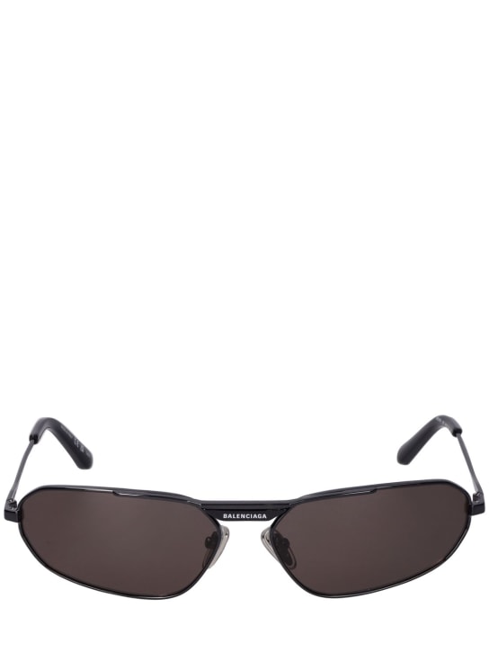 Balenciaga: 0245S Tag 2.0 oval metal sunglasses - Black - women_0 | Luisa Via Roma